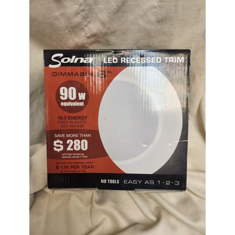Solna 90 Watt Recessed Light Trim 6 Inch White 2700 Warm Color Dimmable